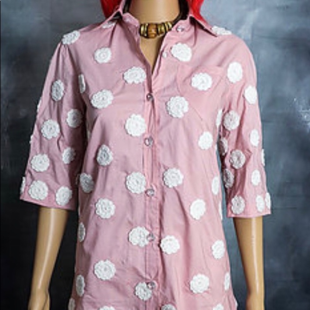 Polka Dot Short Sleeve Button Down